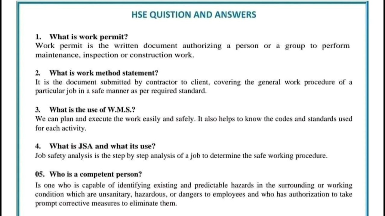 Safety officer interview questions and answers 