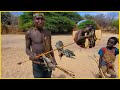 Hadz people drinking bird blood  traditional lifestyle  huntergatherers