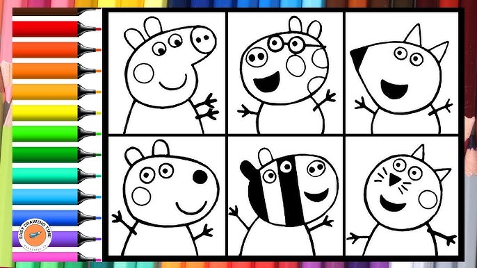 Pintar Desenho da Peppa Pig  Colorir Porquinha Peppa Mamae Pig Papai Pig e  George 