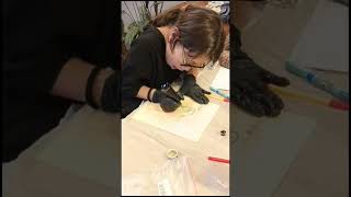 Baby Tattoo Artist Tattoos Koi Fish on Fake Skin