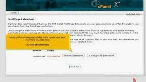cPanel - How to install and uninstall FrontPage extensions