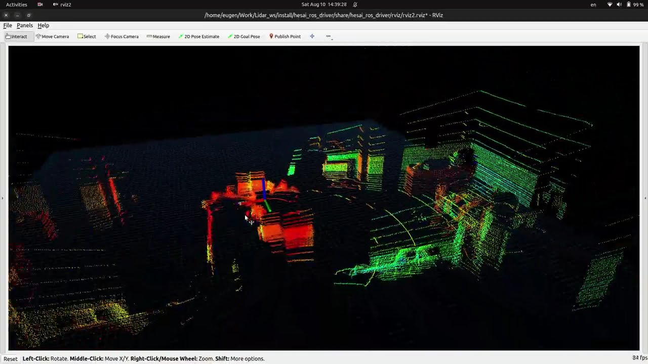 Hesai Pandar 40P Lidar PointCloud [RVIZ2]