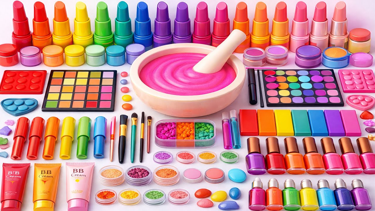 Satisfying Video DIY Making Slime Mixing Toothpaste Eyeshadow Makeup Cosmetics ASMR Slime Relax