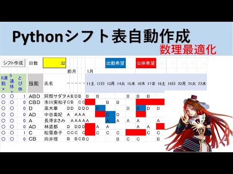 Pythonシフト表自動作成 数理最適化