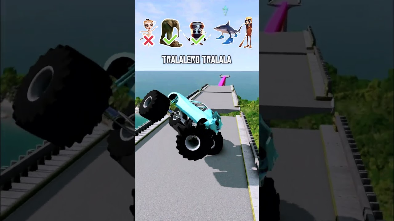 🪵Italian Brainrot Funk BeamNG DRIVE Car Jump Challenge 🦈☕  #beamngdrive #italianbrainrot