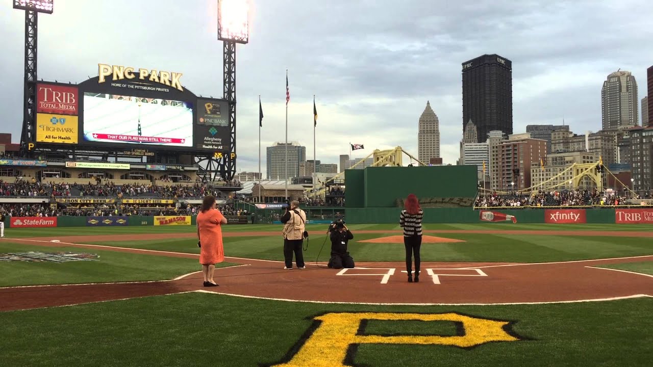 Our National Anthem sung by 14 yr old Aubrey Burchell at PNC Park for