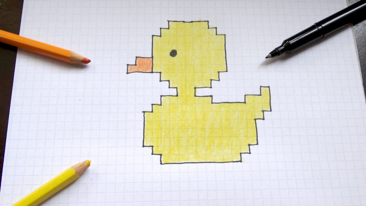 Como desenhar um Patinho em Papel Quadriculado - Passo a passo - YouTube