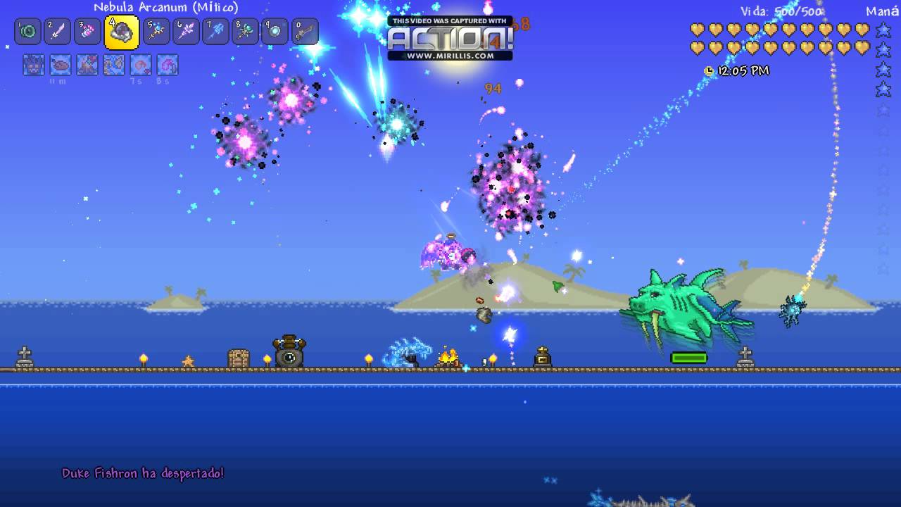 Terraria 1.3.0.8, Duken Fishro, -1min, Nebula set, Nebula Arcanum, Action!,...