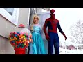 Frozen elsa  spiderman colorful and sweet balloon gum fun