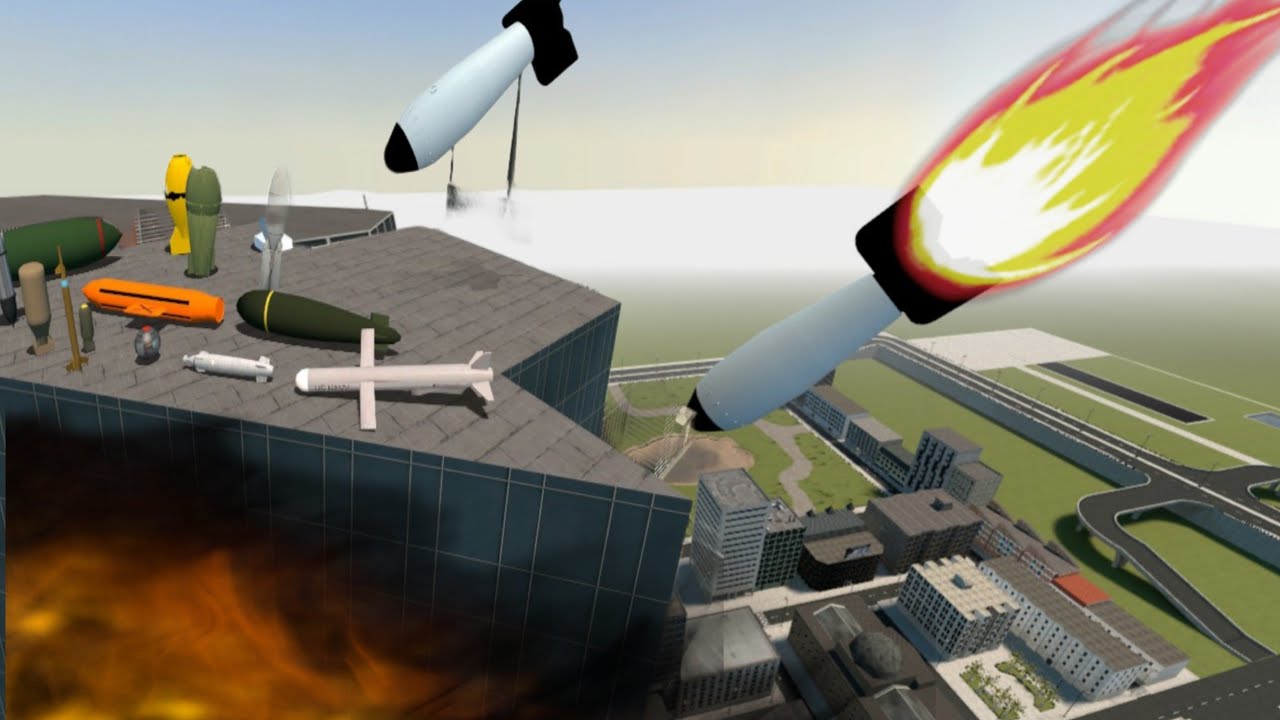 Rocket and nuclear bombs throwing in garry's mod - YouTube