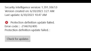 how to fix protection definition update failed error code: -2146762495 windows 10