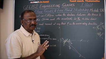 Sequence of Ellipse construction by Directrix method - M1.16 - Engineering Graphics in Tamil