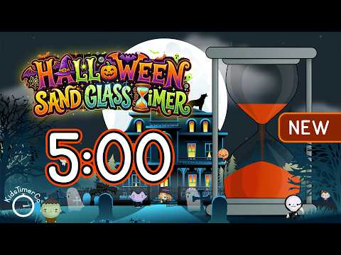 5 Minute Halloween Timer for Kids with Music | Sand Glass 🎃
