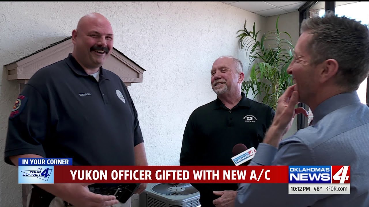 newspaper mockup Yukon Police sergeant gifted new AC unit