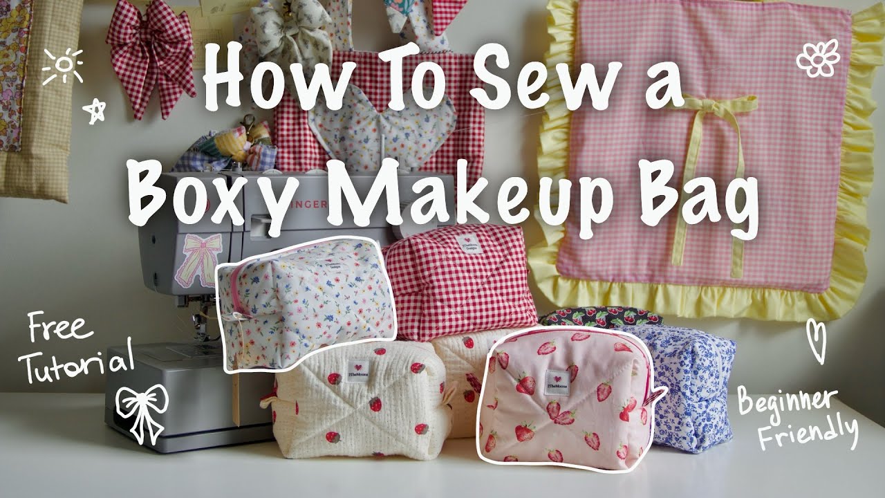 HOW TO SEW QUILTED MAKEUP BAGS 👛🪡 | free tutorial | beginner-friendly DIY⭐️