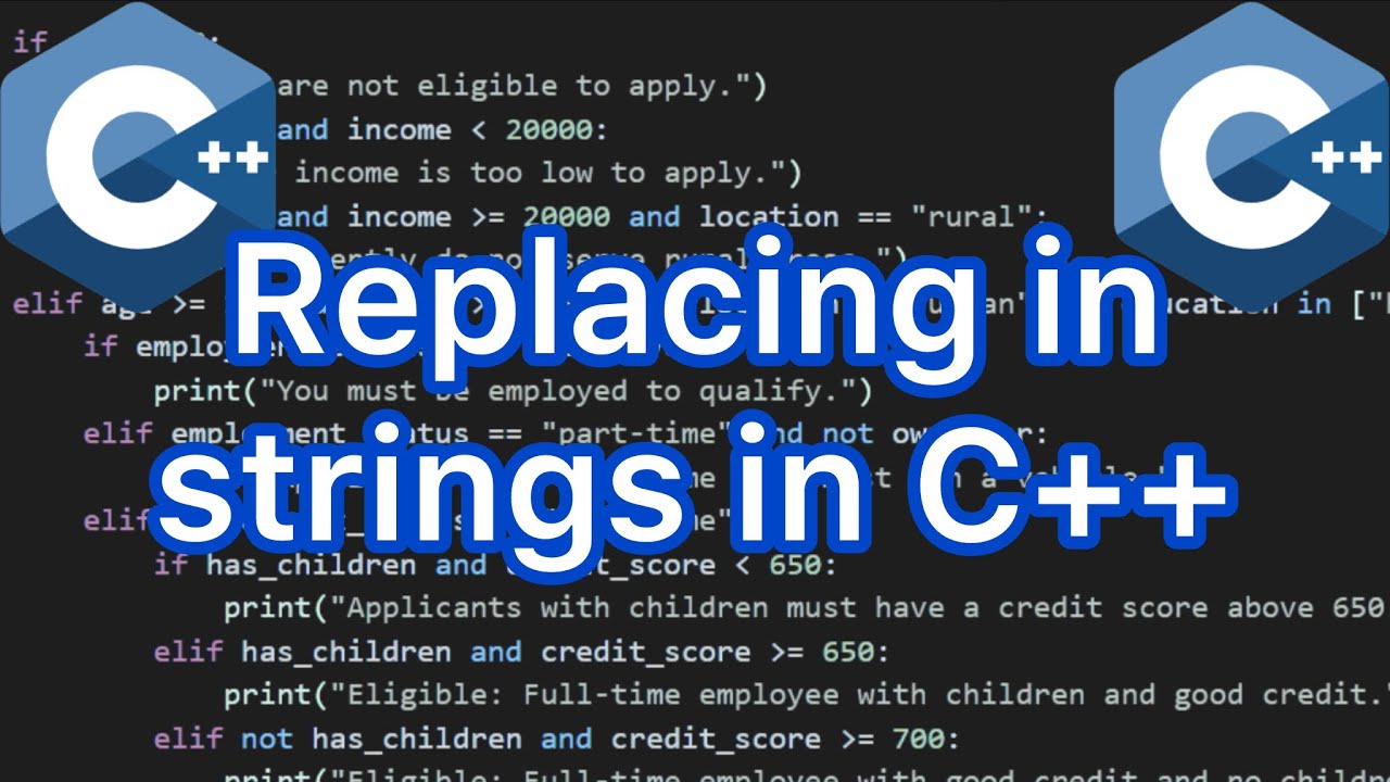 How to replace an element in strings in C++? - YouTube