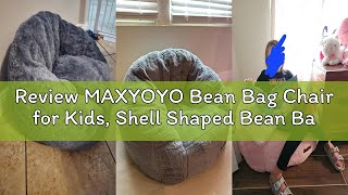 Review MAXYOYO Bean Bag Chair for Kids, Shell Shaped Bean Bag Couch for Boys and Girls, Toddler Chai
