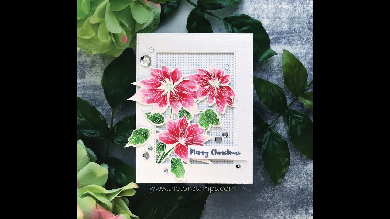 Watercolored Poinsettias and Pop Up Holiday Card - YouTube