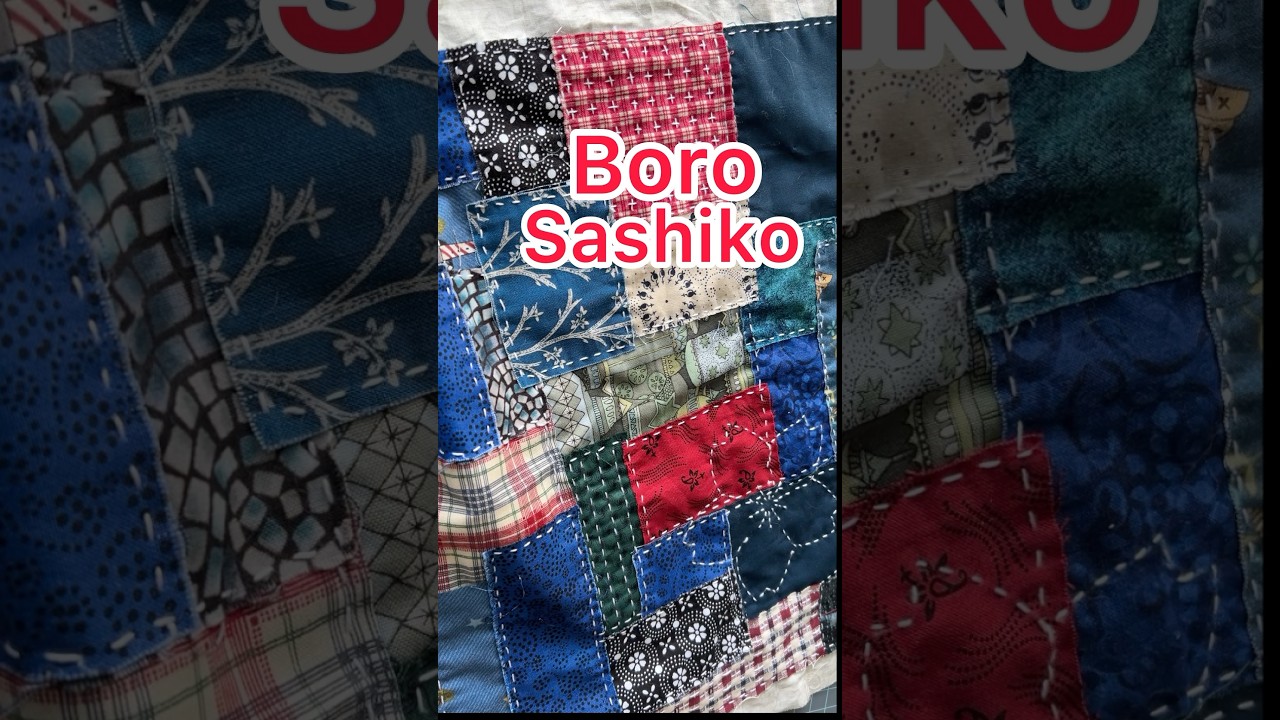 Sashiko flowers on Boro-style mat - YouTube