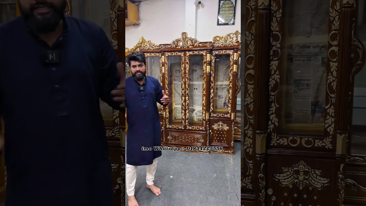 অরজিনাল সলিদ সেগুন কাঠের শোকেস  ।। New model Furniture