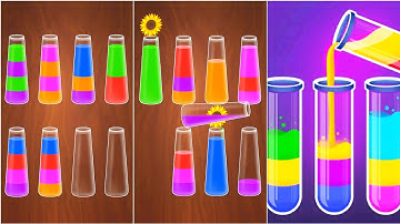 Color Water Sort Wooden Puzzle Gameplay 3, Android Games ios Walkthrough Simulator Think Brain