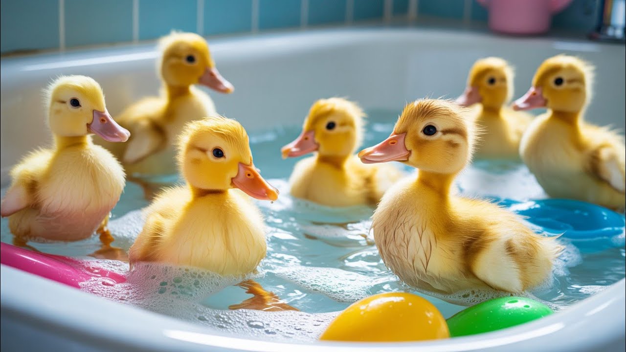 Duck Babies Swimming Front Of Mama Hen 🐥🐥 | I love pets 