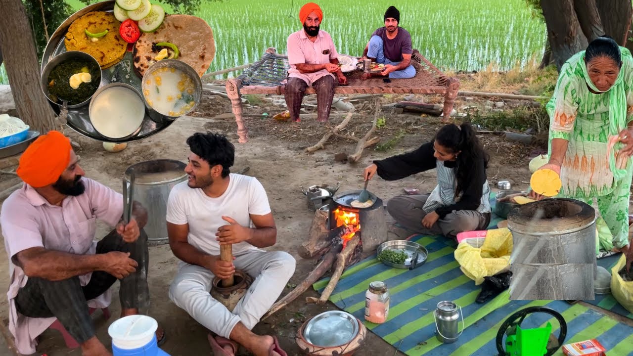 Зелень горчицы с роти Тандури Макки, мятным чатни, творогом и мятным ласси🤤😋на моторе🏝️