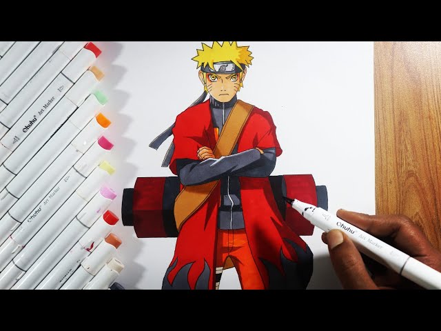 Naruto Uzumaki (Shippuden full body sketch) by pyrotech798 on