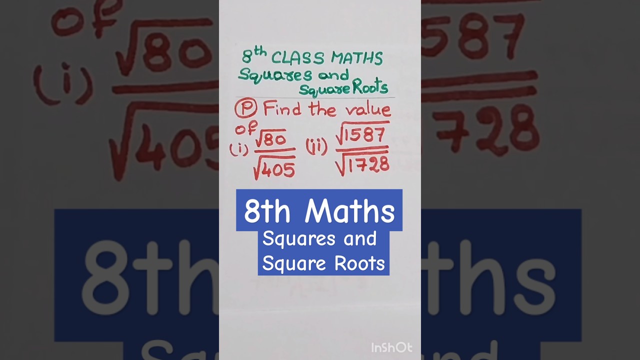 8th Class Maths Squares And Square Roots Find The Value Of i 80 8th Class Maths Squares And Square Roots Find The Value Of i 80