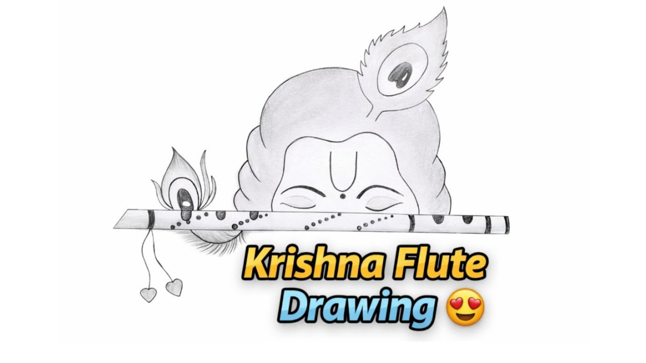 Shri Krishna Flute Pencil Drawing 😍 | Easy & Beautiful Lord Krishna Sketch Step by Step