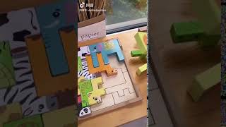 Miigu Toys Wooden Creative Animal Puzzle 15 Pcs Tetris Puzzle Early Educational Toy