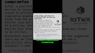 Private Key Leak! IoTeX Exploit#newsIoTeX #CryptoHack #BlockchainSecurity #CryptoNews #Web3 #IOTX