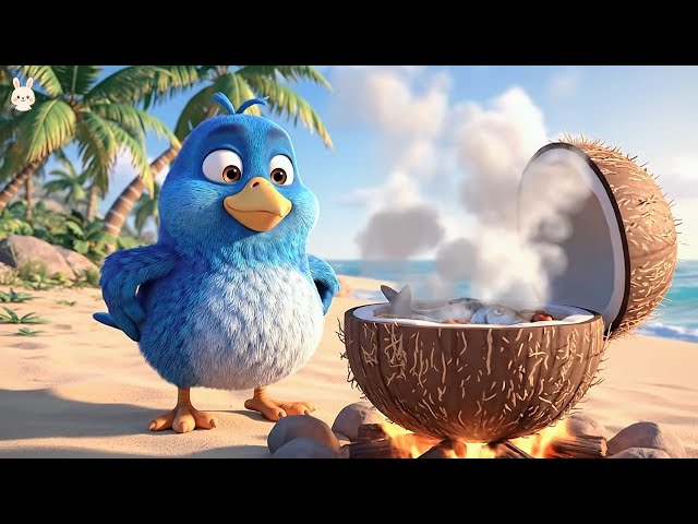 Tiny Blue Bird Builds a Shelter and Cooks by the Beach | Cozy Survival Story