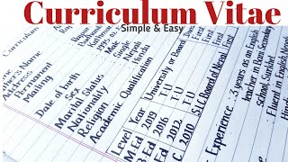 Curriculum vitae for job/ How to write good bio-data/ Resume/ Printed english handwriting/ Eng Teach