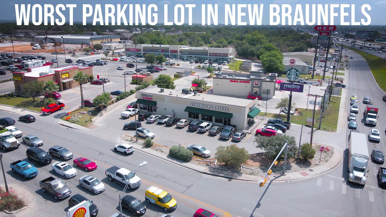 Worst Parking Lot in New Braunfels, Texas Starbucks on Walnut (Also