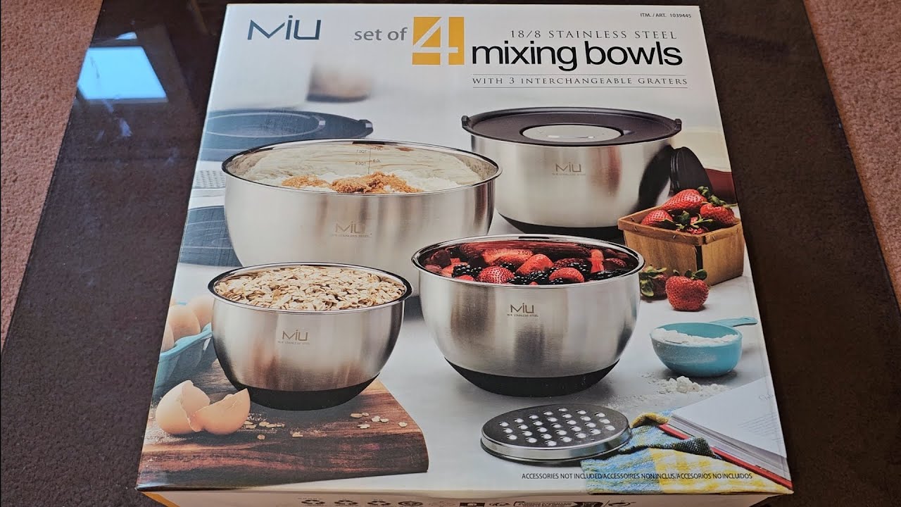 MIU Stainless Steel Mixing Bowl with Graters, Set of 8 