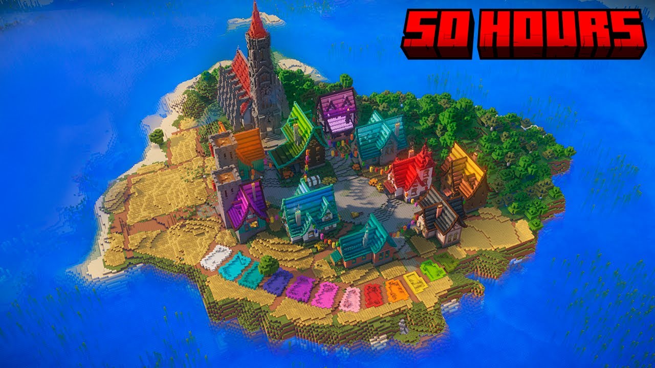 I Transformed an ENTIRE Island Village in Minecraft with RANDOM Blocks ...