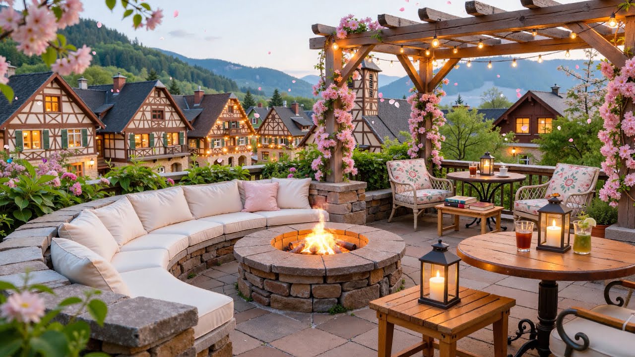 Peaceful Spring Jazz 🎶 Blooming Terrace Café Atmosphere & Jazz Instrumental, Deep Relaxation