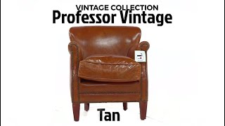 Professor Vintage Tan Distressed Real Leather Armchair