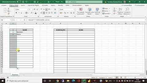 Numeração Na ordem crescente com a função DESLOC