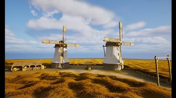 Windmill in a wheat field made on Unreal Engine 5