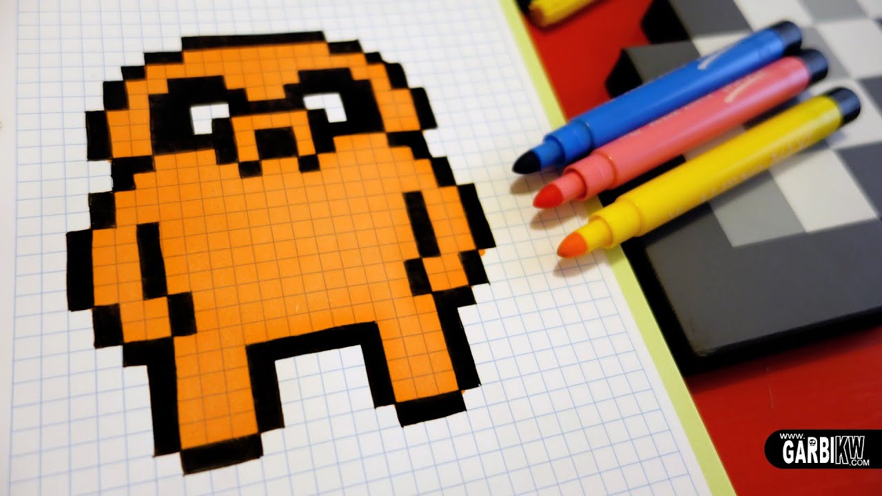 Handmade Pixel Art - How To Draw Jake the Dog #pixelart - YouTube