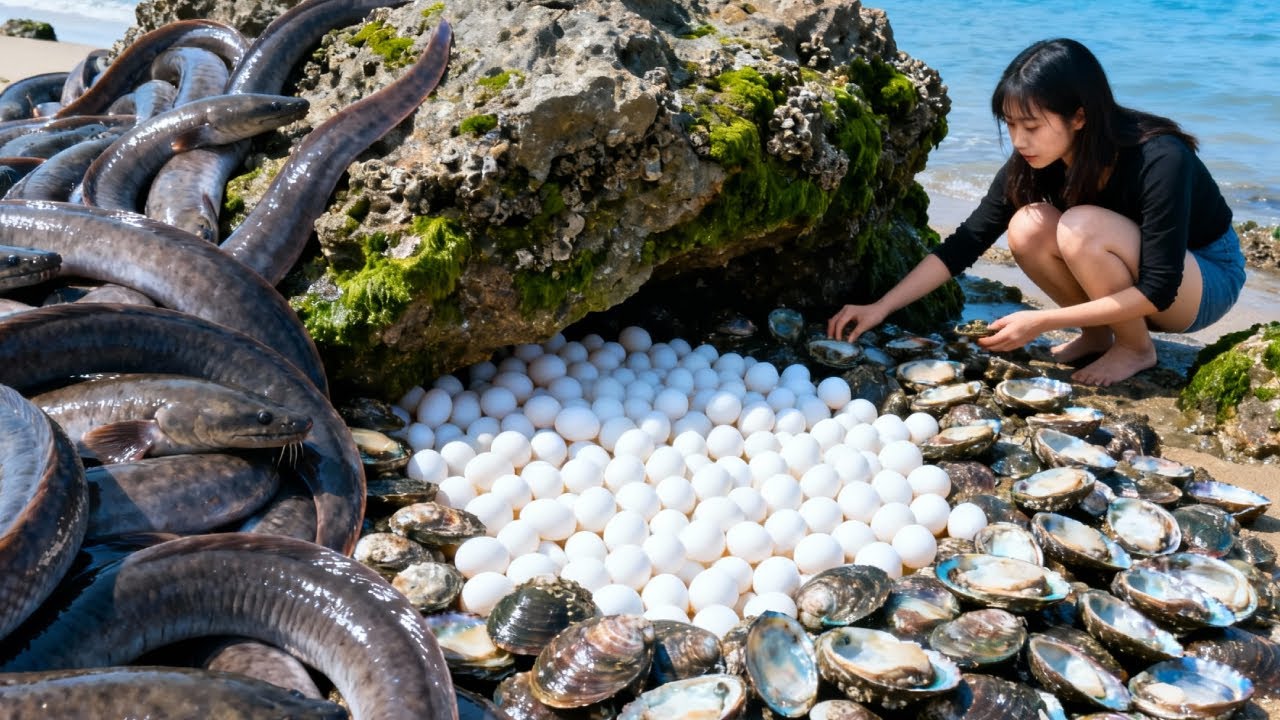 小章赶海发财了，超大鲍鱼捡到手软，竟还有数百个白蛋堆积成小山【赶海小章官方频道】