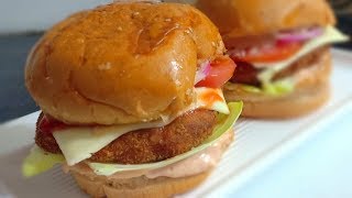 KFC Style Crispy Chicken Patty Burger | Homemade Is The Best | Cook With Lubna