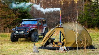Hot Tent Camping With Overland Jeep