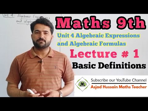Maths 9th Unit 4 Algebraic Expressions and Algebraic Formulas | Basic ...