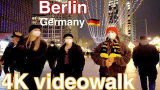 Berlin 4K, Germany - Christmas Lights - Walking Tour In Berlin - Happy New Year 2022 4K