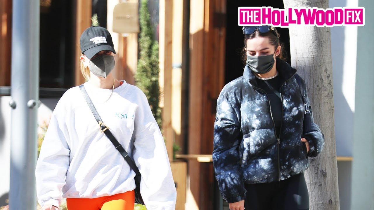 Addison Rae & Hailey Bieber Gossip Over Lunch Together In Beverly Hills After Pilates Class 2.5.21