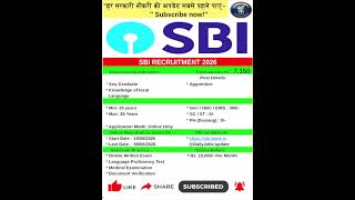 SBI Recruitment 2026 | 7150 Apprentice Vacancies | Apply Online Now! | SBI Apprentice #shorts