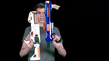Nerf Elite Rampage vs Star Wars Stormtrooper Deluxe Blaster Comparison